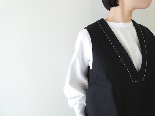 MidiUmi(ミディウミ) コットンリネンVネックベストの商品画像4