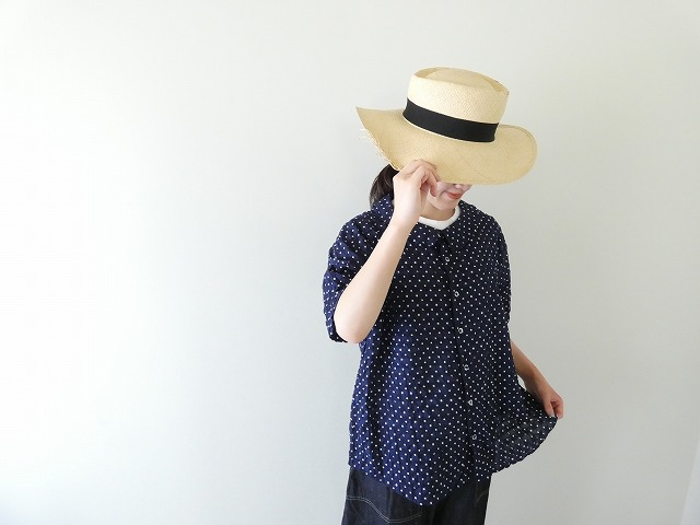 NARU 80ローンリップルシンプルドット ワイドカラーシャツの商品画像5