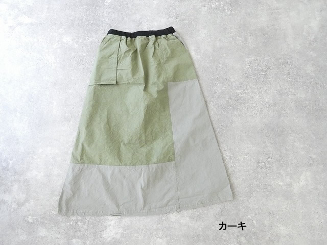 Blue Lake Market(ブルーレイクマーケット) サニードライ綾ダンプヴィンテージツイルバイファブリックパネルスカートの商品画像10