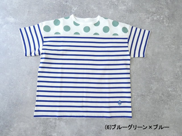 快晴堂(かいせいどう) 別注 HAYATE ボーダー水玉Tシャツ　肩切替水玉半袖Tシャツ セミボートネックの商品画像10