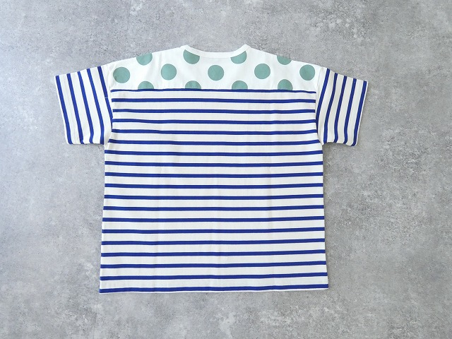 快晴堂(かいせいどう) 別注 HAYATE ボーダー水玉Tシャツ　肩切替水玉半袖Tシャツ セミボートネックの商品画像11
