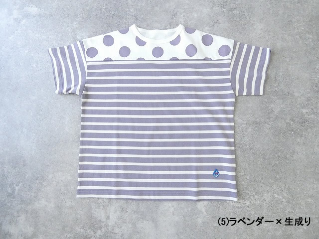 快晴堂(かいせいどう) 別注 HAYATE ボーダー水玉Tシャツ　肩切替水玉半袖Tシャツ セミボートネックの商品画像12