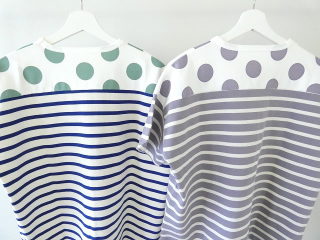 快晴堂(かいせいどう) 別注 HAYATE ボーダー水玉Tシャツ　肩切替水玉半袖Tシャツ セミボートネックの商品画像48