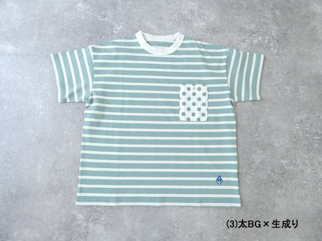 快晴堂(かいせいどう) HAYATE ボーダー水玉Tシャツ　胸ポケットに水玉　半袖Tシャツの商品画像12