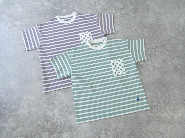 快晴堂(かいせいどう) HAYATE ボーダー水玉Tシャツ　胸ポケットに水玉　半袖Tシャツの商品画像3