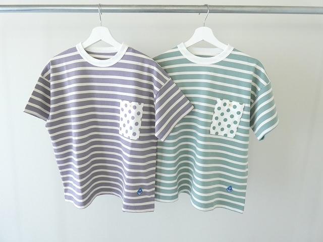 快晴堂(かいせいどう) HAYATE ボーダー水玉Tシャツ　胸ポケットに水玉　半袖Tシャツの商品画像8