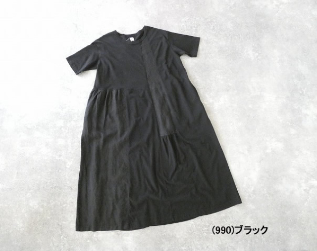grin(グリン) 40/2天竺×リネン ハギハギ5分袖ワンピースの商品画像9