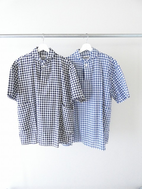 LOLO(ロロ) 定番プルオーバー 綿麻ギンガム半袖ビッグシャツの商品画像2