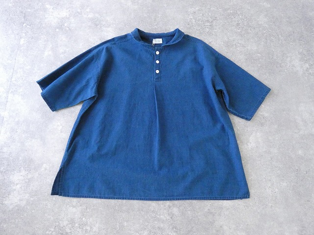 NATURAL LAUNDRY(ナチュラルランドリー) インディゴシャンブレー丸衿5分袖プルオーバーの商品画像10