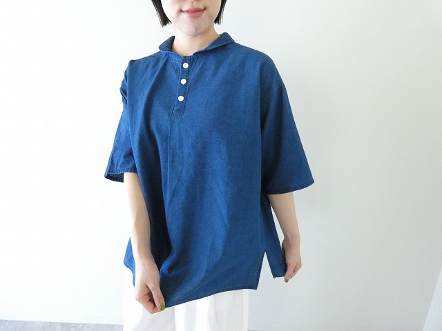NATURAL LAUNDRY(ナチュラルランドリー) インディゴシャンブレー丸衿5分袖プルオーバーの商品画像7