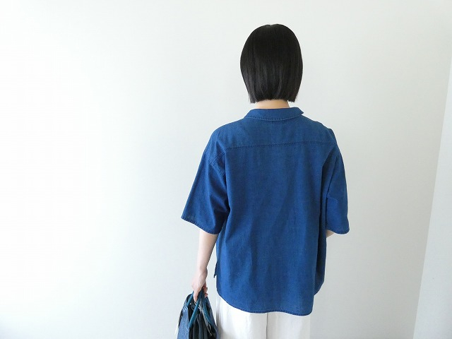 NATURAL LAUNDRY(ナチュラルランドリー) インディゴシャンブレー丸衿5分袖プルオーバーの商品画像9