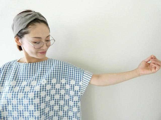 快晴堂(かいせいどう) Girlsインディゴ・サッカーに水玉　後ろポケ水玉ワンピースの商品画像6
