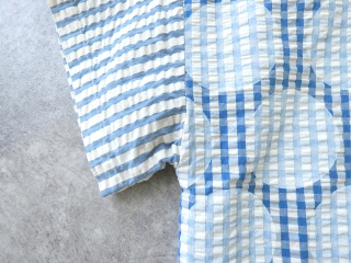 快晴堂(かいせいどう) Girlsインディゴ・サッカーに水玉　ミックス水玉半袖Tシャツの商品画像29