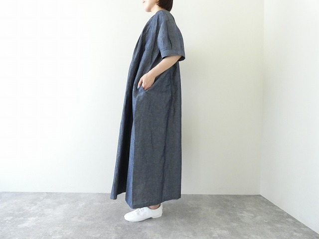 Hands　of　creation(ハンズオブクリエイション) リネンダンガリーピンタック前開きワンピースの商品画像5