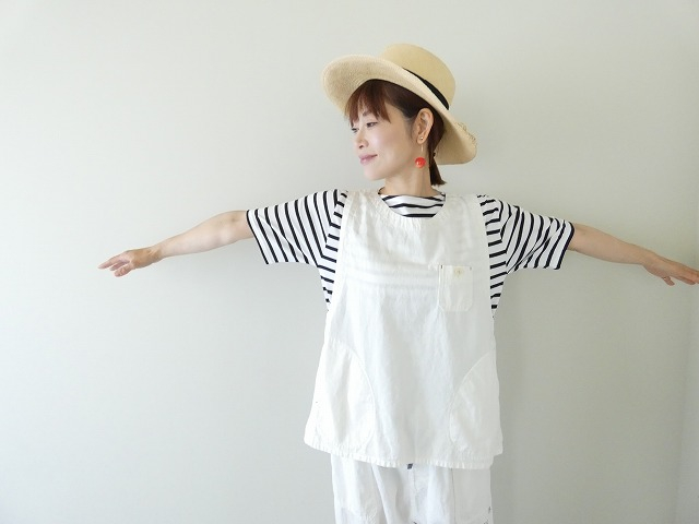 快晴堂(かいせいどう) Girl'sリラクシンWorkデニムホワイトふわりベストの商品画像7