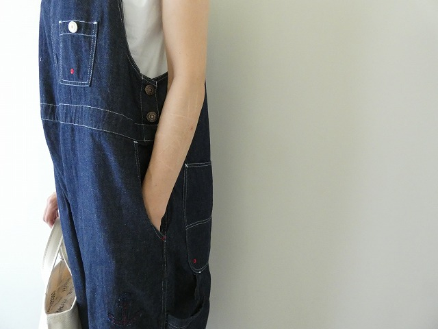 快晴堂(かいせいどう) Girl'sリラクシンWorkデニムインディゴBIGオーバーオールの商品画像5