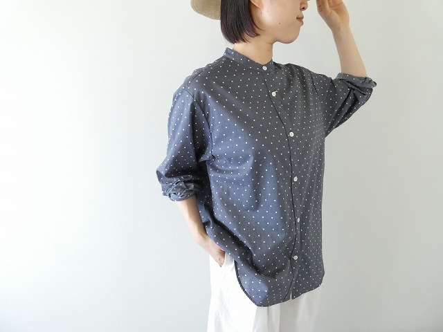 MidiUmi(ミディウミ) dots band collar shirtの商品画像1