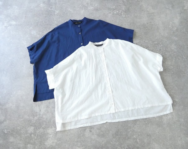 mizuiro ind(ミズイロインド) linen blend stand collar wide shirtの商品画像12