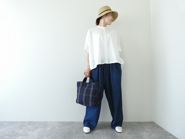 mizuiro ind(ミズイロインド) linen blend stand collar wide shirtの商品画像2
