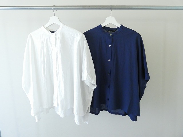 mizuiro ind(ミズイロインド) linen blend stand collar wide shirtの商品画像3