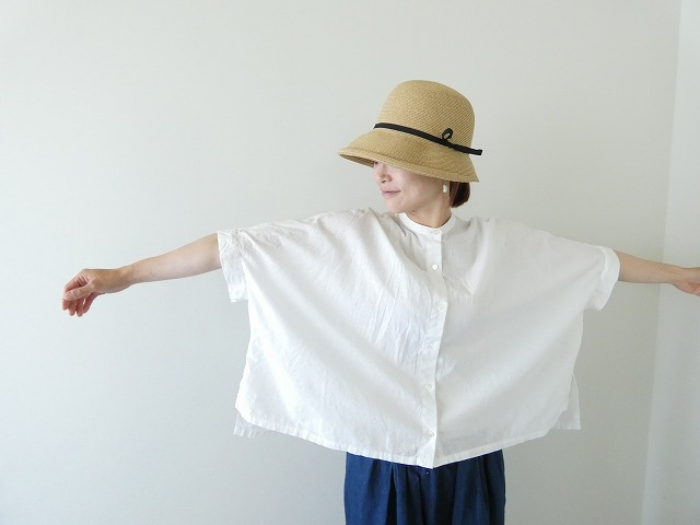 mizuiro ind(ミズイロインド) linen blend stand collar wide shirtの商品画像7