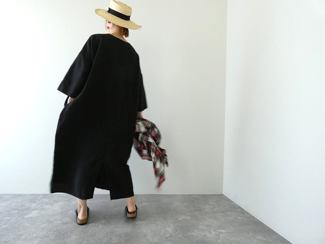 TRAVAIL MANUEL(トラバイユマニュアル) フレンチリネンキャンバス7分袖ロングワンピースの商品画像1