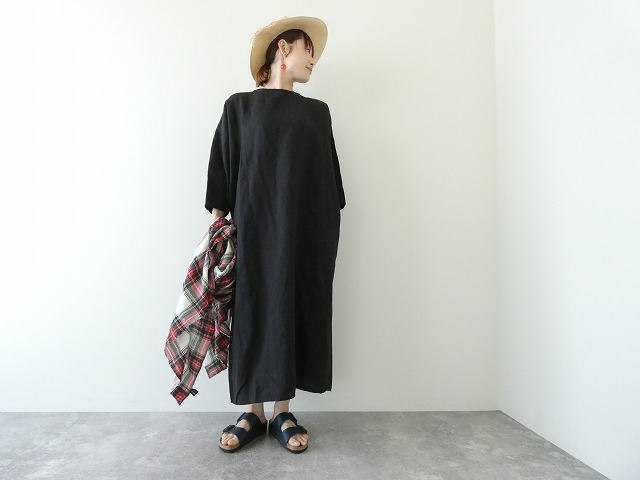 TRAVAIL MANUEL(トラバイユマニュアル) フレンチリネンキャンバス7分袖ロングワンピースの商品画像2