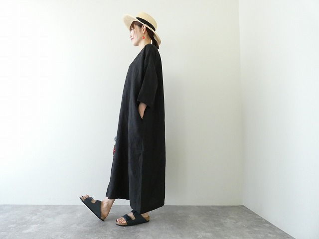 TRAVAIL MANUEL(トラバイユマニュアル) フレンチリネンキャンバス7分袖ロングワンピースの商品画像5