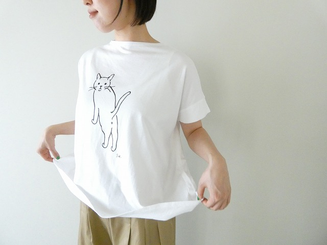 NARU SPACEMOO別注 ナチュラルソフト天竺 振り返りネコTシャツの商品画像6