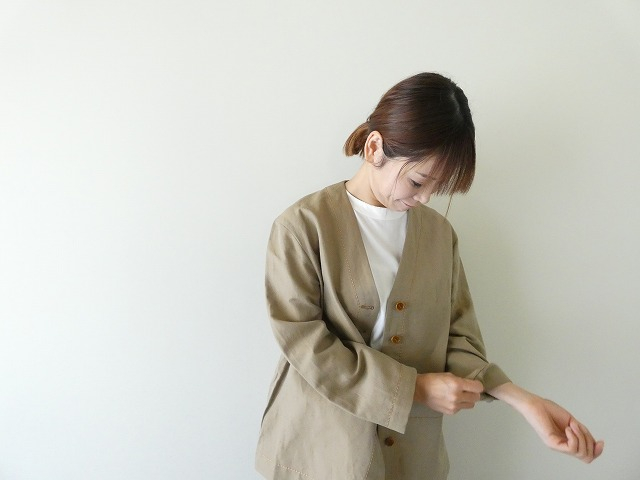 homspun(ホームスパン) ウールリネンノーカラージャケットの商品画像10