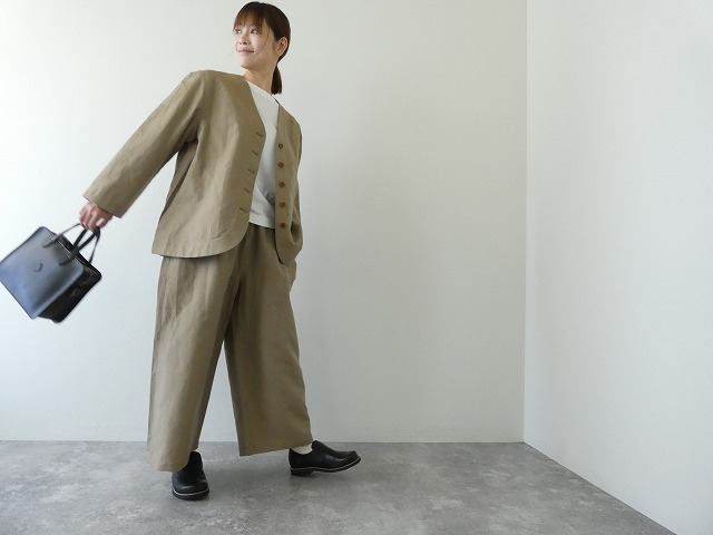 homspun(ホームスパン) ウールリネンノーカラージャケットの商品画像11