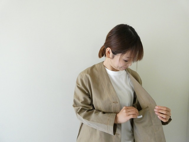 homspun(ホームスパン) ウールリネンノーカラージャケットの商品画像6