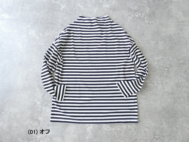 prit(プリット) 30/1リサイクルムラ糸天竺ボーダー ボトルネックルーズプルオーバーの商品画像10
