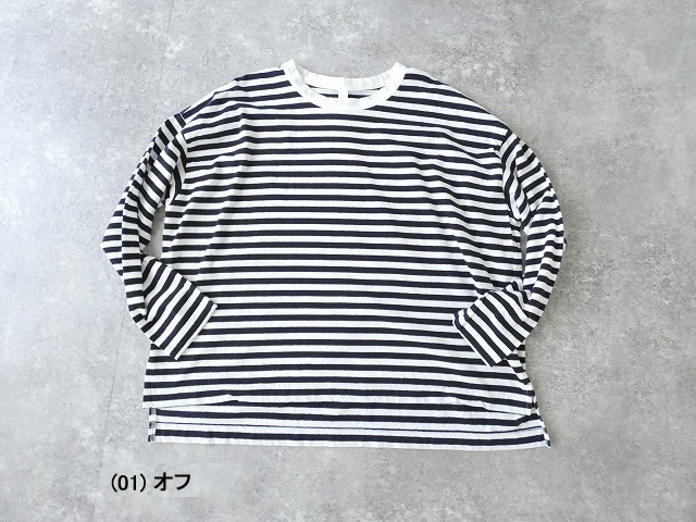prit(プリット) 30/1リサイクルムラ糸天竺ボーダー クルーネックワイドプルオーバーの商品画像10