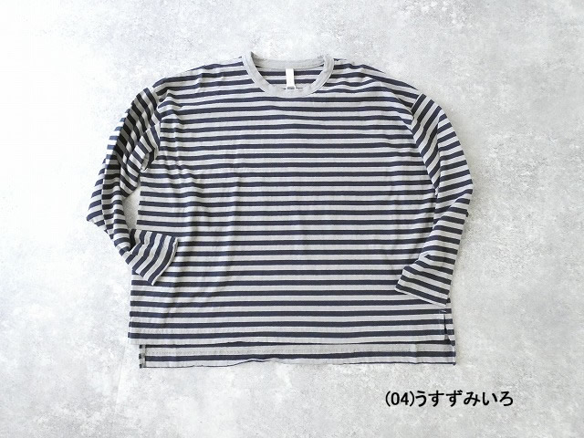 prit(プリット) 30/1リサイクルムラ糸天竺ボーダー クルーネックワイドプルオーバーの商品画像12