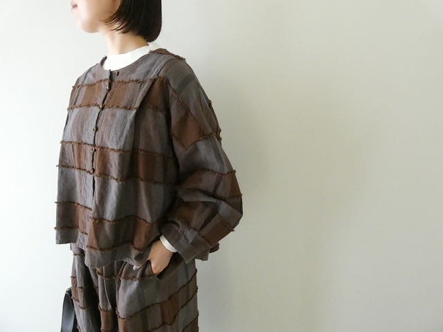 tumugu(ツムグ) ブロックチェックカットジャガードボレロブラウスの商品画像8