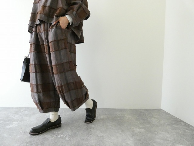 tumugu(ツムグ) ブロックチェックカットジャガードバルーンパンツの商品画像7