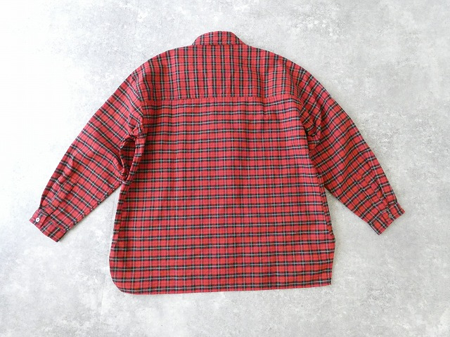 LOLO(ロロ) 定番プルオーバービッグシャツ オーガニックコットン 赤系チェックの商品画像10