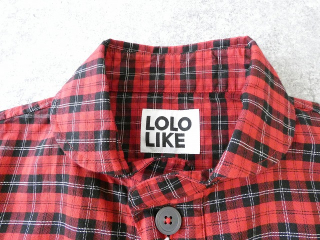 LOLO(ロロ) 定番プルオーバービッグシャツ オーガニックコットン 赤系チェックの商品画像23