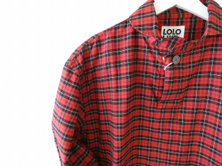 LOLO(ロロ) 定番プルオーバービッグシャツ オーガニックコットン 赤系チェックの商品画像35