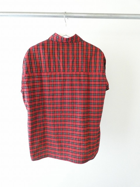 LOLO(ロロ) 定番プルオーバービッグシャツ オーガニックコットン 赤系チェックの商品画像8