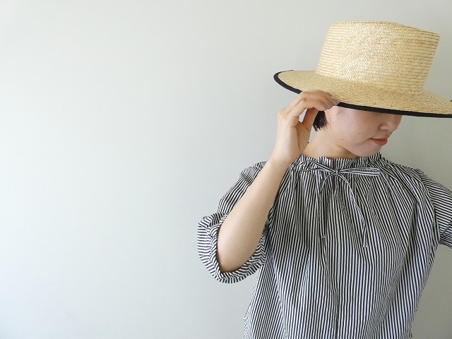 SSC ストライプ衿リボン通し5分袖ブラウスの商品画像6