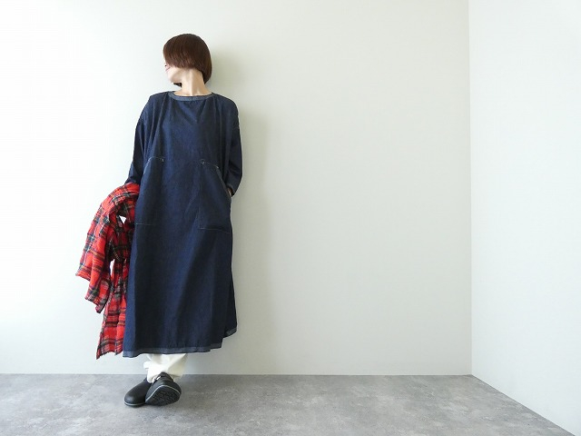 Girl's デュアルシーズンデニム Wide ストン8分袖ワンピース