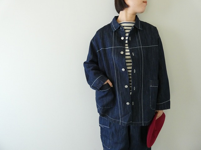 LAITERIE(レイトリー) チェーンステッチ 綿麻デニムオーバーシャツの商品画像2