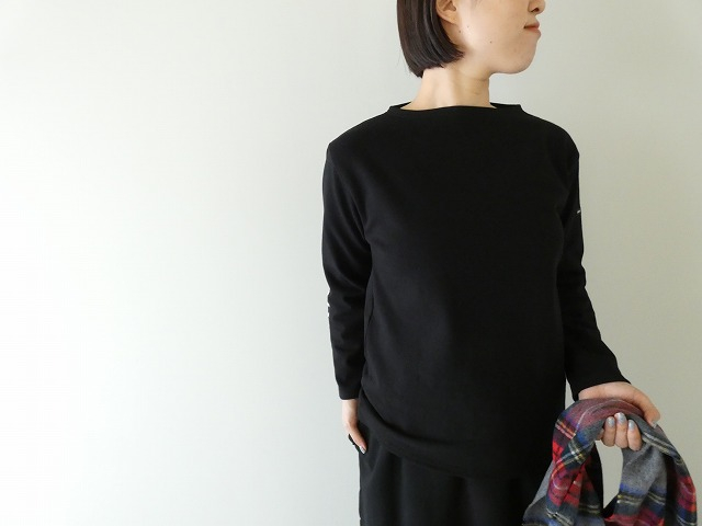 SAINT　JAMES(セントジェームス) ひじパッチボーダーカットソー NOIR/NOIR/ECRUの商品画像1