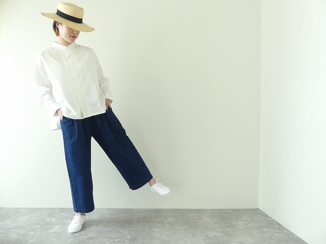 homspun(ホームスパン) 10オンスデニムギャザーパンツ ブリーチブルーの商品画像1