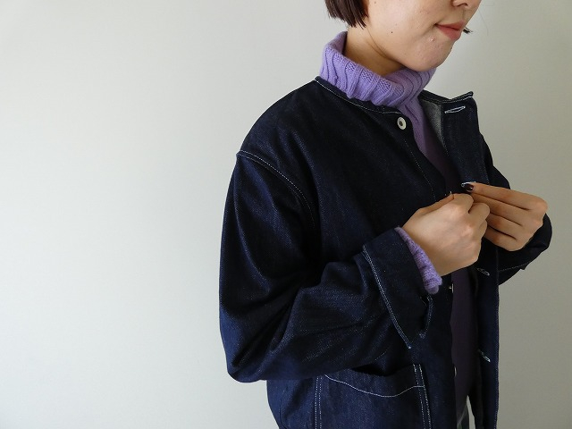 NARU 12ozムラデニムノーカラージャケットの商品画像6