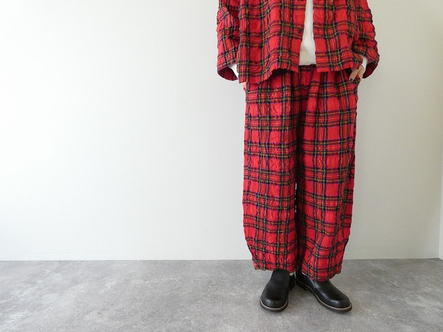 prit(プリット) ウールコットンチェックワンタックバギーパンツの商品画像1