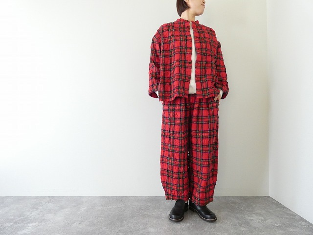 prit(プリット) ウールコットンチェックワンタックバギーパンツの商品画像2
