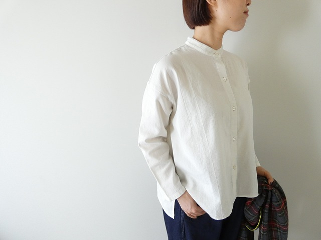evam eva(エヴァムエヴァ) cotton wool band collar shirtの商品画像1